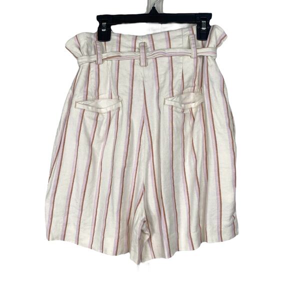 By Anthropologie Edisto Striped High Waist Paper Bag Shorts SZ 12 - Picture 8 of 10